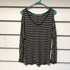 Michael Stars striped cold shoulder original tee.